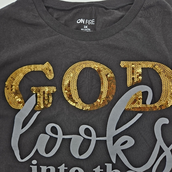 On Fire Black and Gold Graphic T-Shirt - Picture 2 of 6